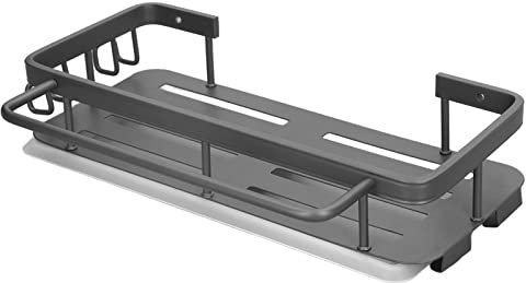 Wandmontiertes Spülbeckenregal, Wandmontiertes Spülbeckenregal, Wandmontiertes Spülbeckenregal für die Küche, Aluminium-Hängegeschirr-Trockenregal, Schwarz, Topfregale, Messersets