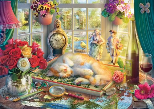 Schmidt Spiele 59789 Pusseltid med katt, 1 000 bitar pussel, flerfärgad