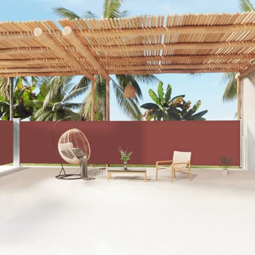TJROO Toldo de 160 x 1200 cm, cortina a rodillo para exterior, retráctil, separador, exterior, lateral, lona de jardín para patio, marrón, tejido enrollado automático
