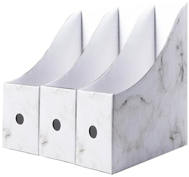 Porte-revues, lot de 3 porte-revues en carton, boîtes de classement de magazines avec étiquettes autocollantes, porte-documents pour l'école, le bureau, le rangement des séparateurs de papier