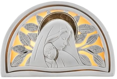 DRW Virgen con niño de Resina Pintado a Mano 11x5x8 cm