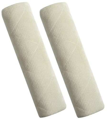 Balbina 2 Stück Gurtpolster Auto, Schulterpolster Erwachsene Kinder, Babyschale, einsetzbar als Schoner für Kinderwagen Rucksäcke Velvet-Stoff, Universal 7 x 21 cm, Hellbeige Velvet