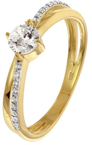 GLIZZ Damenring Gold 333/8K mit Zirkonia GL8806 | elegantes Schmuckstück für modische Frauen, zauberhaftes Accessoire