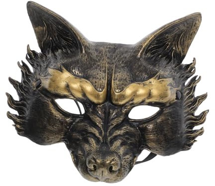 Garneck Masque De Loup Déguisements D'halloween Masque D'animaux De Mascarade Hommes Loup s Demi- D'halloween Mascarade s Dhalloween Golden Mousse