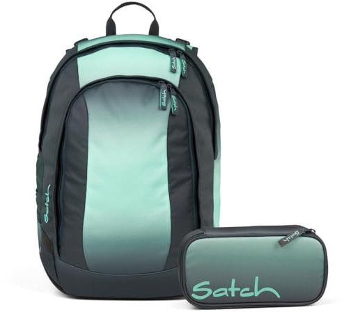 Satch Air Schulrucksack Set 2tlg. inkl. Schlamperbox (Gradient Mint)