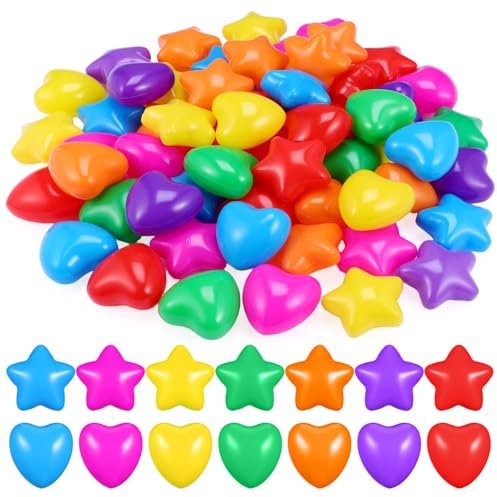 Gatuida 60piezas Bolas De Océano Forma De Estrella y Corazón Juguetes para Piscina Fiesta Bolas De Plástico Prueba De Aplastamiento