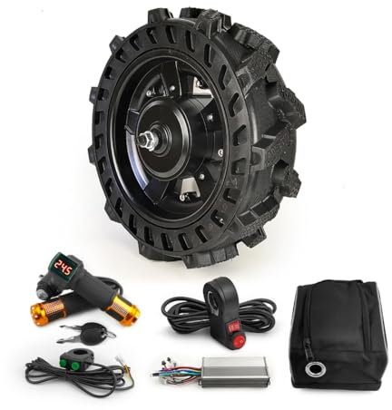 L-faster 16inch Agriculture Solid Wheel 800W DC Brushless Hub Motor Conversion Kit for Wheelbarrow Trolleys (key throttle kit, 24V800W)