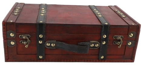 Tyenaza Vintage -Holzkoffer, Retro -Box -Holzlager mit großer Kapazität, Retro -Gepäckdekor für die Requisitanordnung, 34,2 x 20 x 11 cm