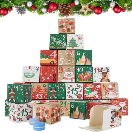 Adventskalender Zum Befüllen - 24 weihnachtskalender zum befüllen, Geschenkschachtel Weihnachtskalender zum selber Basteln Papierschachtel Geschenkboxen