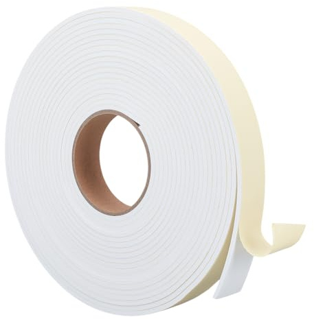 BENECREAT Bande de Mousse Autocollante 10m 30mm(L) x4mm(T) Ruban d'étanchéité en Mousse Coupe Froid Simple Face pour Isolation Thermique des Portes et Fenêtres(Blanc)