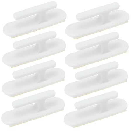 VALICLUD 8pcs White Curtains Rope Cleat Hooks Window Cord Cleats Self-Adhesive Wall Mount for Blind Cord Management
