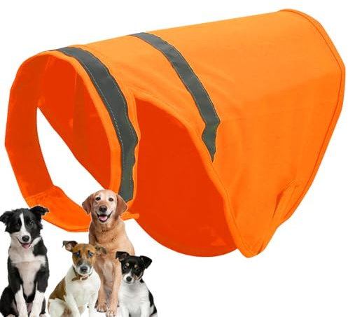 Sicherheitsweste für Hunde – Warnweste für Hunde, atmungsaktiv, fluoreszierend, verstellbar, Orange, für Hunde, Jagd, bequem für Hunde, Zubehör für Haustiere,