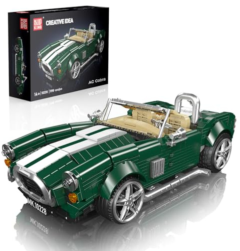 Mould King Vintage Cabrio Oldtimer Bauset, 1198 Teile Retro Sportwagen Modellauto Konstruktionsspielzeug für Erwachsene und Kinder ab 14 Jahren, 10228