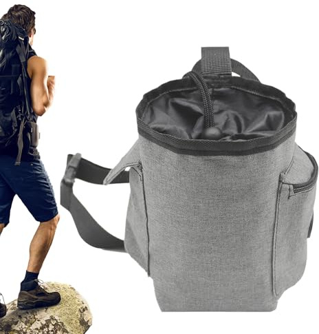 Sacchetto di magnesia di arrampicata e blocco - organizzatore di stoccaggio per gesso con tasca zippato e cintura regolabile, borsa di chiusura del cordone per uomini e donne | Accessorio di arrampica