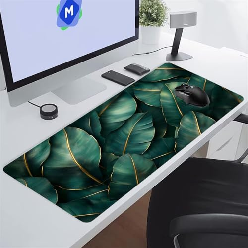 Tappetino Mouse XXL Gaming 1200x600x3 mm Foglie Marroni Verdi Tappetino per Mouse Grande Cuscinetto per Tastiera Grande da Scrivania Gaming Mousepad Lavabile per Ufficio e casa