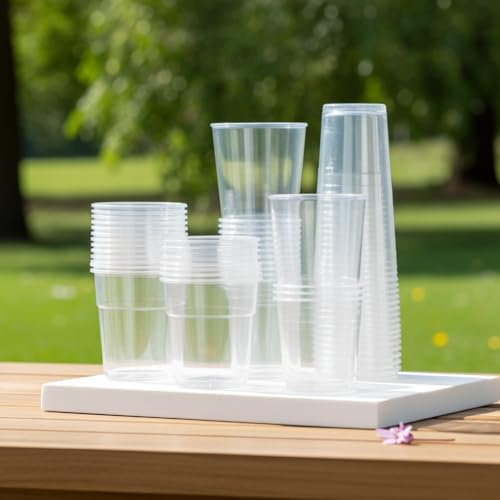 Clear Plastic Disposable Cups, 100-Pack, Half Pint Size, BPA-Free PP, Multi-Purpose Drinking Glasses for Beer, Cocktails, Cold Beverages