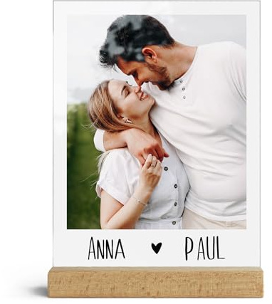 Wandbild im Polaroid Design - personalisiertes Jahrestag Geschenk für Ihn & Sie - Fotogeschenk für Freund & Freundin - Individuelle Geschenkidee Partner Geburtstag