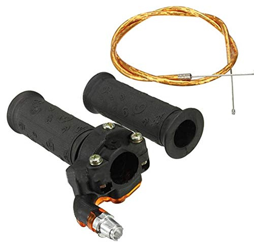 Fawfose Kit Impugnatura Acceleratore Restrittivo, Impugnatura per Moto Regolabile a 3 Stadi con Cavo Acceleratore Dorato da 72,5 Cm per Mini Moto Pit Dirt Bike ATV (BLACK)