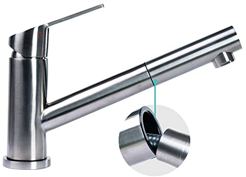 Wasserhahn Küche - Mizzo Küchenarmatur Ausziehbar 58cm - Schwenkbare Spültischarmatur - Edelstahl Mischbatterie Küche - Küchenarmaturen Einhebelmischer - Küchen Wasserhahn ausziehbar
