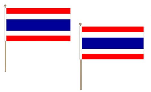 AZ FLAG STOCKFLAGGE Thailand 45x30cm mit holzmast - 10 stück THAILÄNDISCHE STOCKFAHNE 30 x 45 cm - flaggen