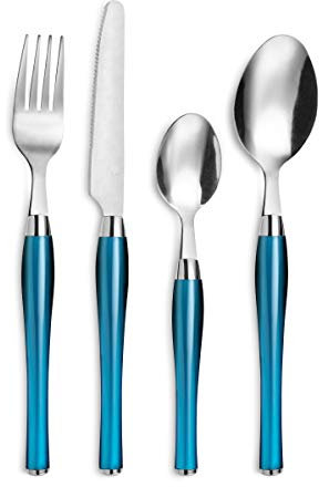 PRADEL ESSENTIEL - Panier fil 24 couverts de table pour 6 personnes - Purity - Acier inoxydable 18/0, Finition Standard - Bleu
