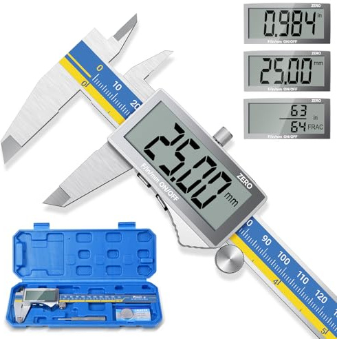Preciva Digital Caliper, Stainless Steel Vernier Caliper Digital, Micrometer Calipers with Large LCD Screen, Auto-Off Feature, Inch Millimet Conversion, 6 Inch Caliper Tools for DIY/Household(Blue)