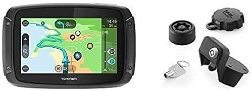 TomTom Motorrad Navi Rider 500, 4,3 Zoll, kurvige und bergige Strecken speziell für Motorräder, Stauvermeidung dank TomTom Traffic, Karten-Updates Europa, Motorrad-Halterung, + Anti-Diebstahl-Lösung