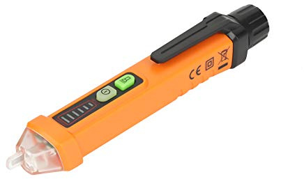 Lazmin Spannungsprüfer digital, PEAKMETER Berührungsloser AC-Spannungsprüfer mit LED-Anzeige, Spannungsprüfer (Batterie ist Nicht im Lieferumfang enthalten) für Haushaltsgeräte AC12-1000V