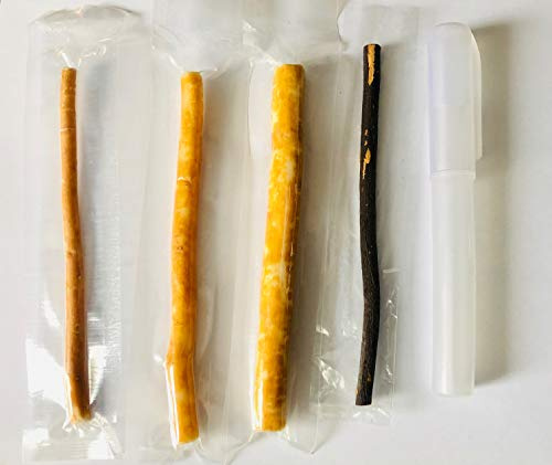 Miswak Set 1 x Dünn 1 x Mittel 1 x Dicker Miswak 1 x Olivenbaum Siwak + 1 Miswakhalter Etui - Meswak - Sewak - Holzzahnbürste Zahnputzholz
