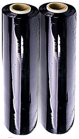 PKGE Schrumpffolie, strapazierfähig, 400 mm x 250 m, Schwarz 2 Roll Schwarz