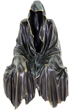 Kunst & Ambiente - Limitierter Kantensitzer - Geist - schwarz - Bronzeskulptur - signiert Martin Klein - Fantasyfigur - Gothicstatue - Kantenhocker - Wohndeko - Bürodeko