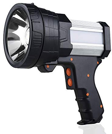YIERBLUE Rechargeable Spotlight, Super Bright 2000000 High Lumen LED Handheld Spotlight Long Lasting Large Flashlight Searchlight and Flood Camping Flashlight with Foldable Tripod