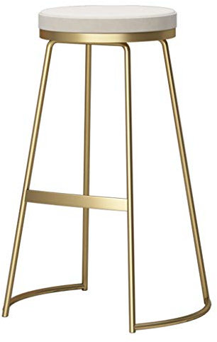 Runder Barhocker Pub Barhocker Cafe Bistro Küche Fußstütze Gold Solide Eisenrahmen/Stoffkissen rutschfeste Matte (Weiß, 45 cm, 65 cm, 75 cm)