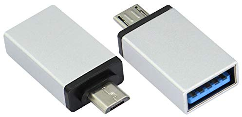 AAOTOKK OTG Micro a USB Adaptador,Micro USB Macho a USB 2.0 A Hembra Adaptador OTG (en Movimiento) para Tabletas con Teléfonos Inteligentes Android Más Dispositivos USB y Micro(2Unidades/Plata)