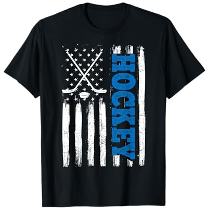 American Flag Hockey USA Patriotic Shirt Hockey Lovers Women Girls Kids Men T-Shirt