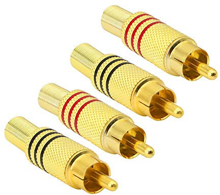 PNGKNYOCN RCA Audio Plug,AV stereo placcato oro maschio adattatore audio senza saldatura a molla coassiale per la conversione tra le interfacce dei dispositivi audio(4-Pack)