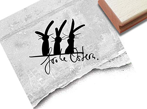 Stempel Osterstempel Frohe Ostern mit Hasen - Textstempel Osterfest Karten Geschenkanhänger Basteln Osterdeko Tischdeko Scrapbook - zAcheR-fineT