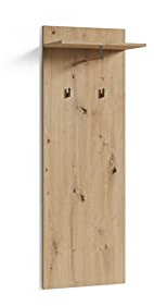 byLIVING Wandpaneel Jakob, B 48, H 140, T 28 cm, Garderoben-Set | Garderobenpaneel in Eichen-Optik mit Melamin-Beschichtung, Kleiderstange, 2 Haken und Regal, platzsparende Wandgarderobe
