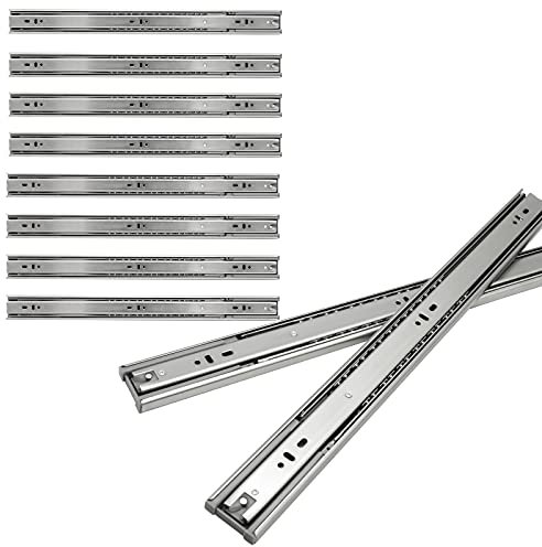 Lospitch 4 paires (8 pièces) de glissières de tiroir, 600 mm, avec roulement à billes rainuré, H 1,2 x 1,2 x 1,5 mm, pour tiroir - Charge maximale : 35 kg