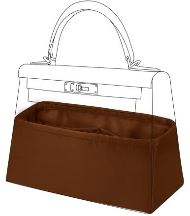 DGAZ Handtaschen Organizer Einsatz, Seide Innentasche für Hermes Kelly Pochette/Mini II/20/25/28/32/35/40 Taschen, Leicht Organizer Innentaschen (Gold, KL25)