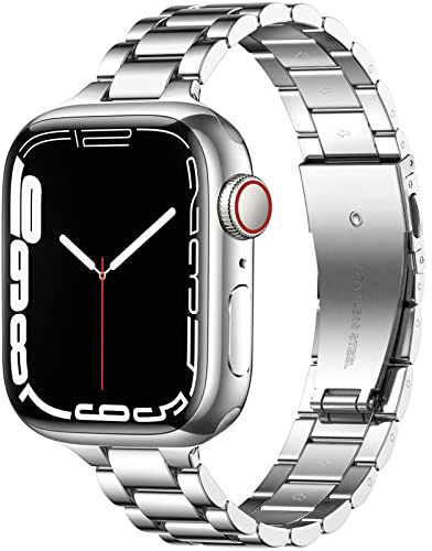 Wepro Bracelet Compatible with Apple Watch Strap 40 mm 38 mm 41 mm 42 mm 44 mm 45 mm for Women, Slim Business Style Adjustable Stainless Steel Metal Bracelet for Apple Watch SE/Series 8/7/6/5/4/3/2/1