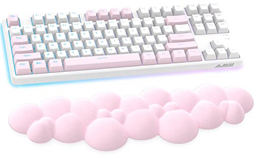 Wolkenweiche, ergonomische Handballenauflage für 100 Tasten, 87 Tasten, 68 Tasten, Tastatur aus PU-Material, rutschfeste Gummibasis, Memory-Schaum, wolkenförmig, 15,2 * 4,4 * 1,2 Zoll-Pink