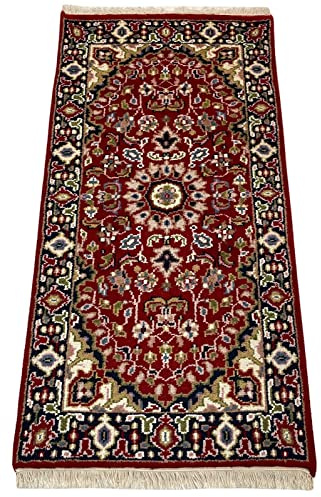 WAWA TEPPICH Designteppich Rot 70 x 140 cm Wolle handgeknüpft | Handgefertigter Wohnakzent mit natürliche Haptik und wohnlicher Charakter – individuell, vielseitig und stilvoll kombinierbar