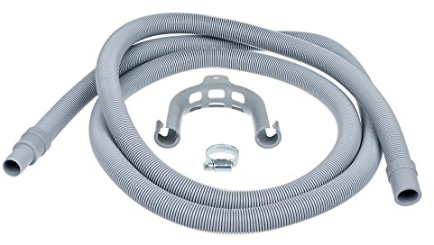 Invero Universal 2.5M Drain Hose with Moulded End Extension Kit for Washing Machines & Dishwashers - 19mm / 22mm Fitting - Includes Clamp and U-Bend