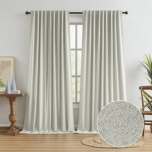 Blackout Curtains Linen Vertical Curtains for Sliding Doors Patio Doors High Ceiling Curtains for Large Windows 118 Inch Long 72 Inch Wide 2 Panels 72 x 120 Inch Tab Back Pocket