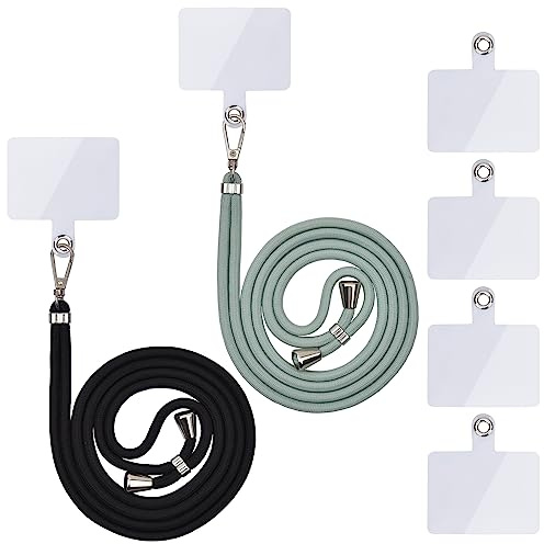 Linkbro Handykette Universal, Handy Lanyard, Universelles Handy um den Hals hängend mit Pad Handy Lanyard, verstellbar und abnehmbar. (2Helles Schwarz+Matcha Grün)