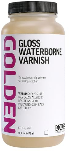 Gloss Waterborne Varnish by GOLDEN, 16 fl. oz. Jar, Professional Acrylic Varnish