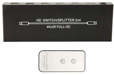 4Kx2K@60Hz für HDMI Switch Splitter, 2 in 4 Out für HDMI Switcher Splitter, für HDMI Splitter Verteilt 2 für HDMI Signale auf 4 UHD Displays mit Fernbedienung (EU)