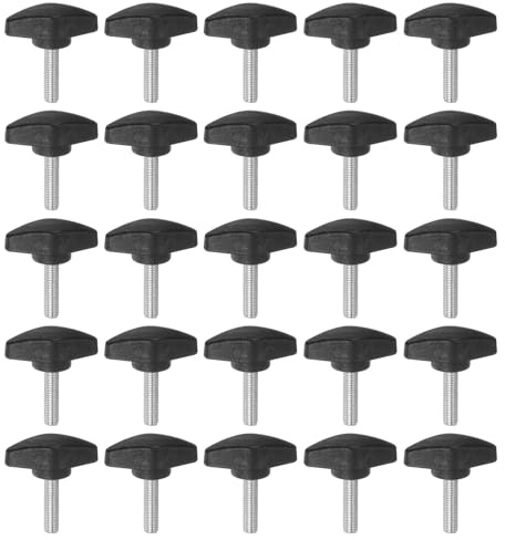 QUARKZMAN 25 Stück Rändelschrauben M6 x 25mm Flügelschraube mit T-förmige Handgriff, Verzinkte Kohlenstoffstahl Gewindebolzen Daumenschrauben 36mm Spannschraubenknopf für Schnellentfernung