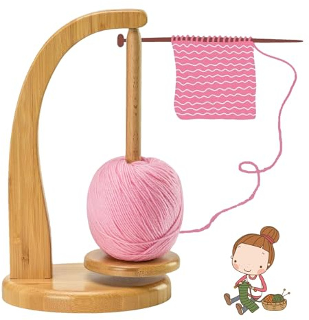 KARPIX Magnetischer Wollabwickler Holz Rotierend für Stricker (A) | Wollknäuelhalter Garnspinner, praktisches Geschenk für Strickliebhaber